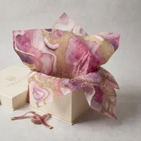 Blush Pink and Gold Glitter Agate Geode Fluid Art Tissue Paper
