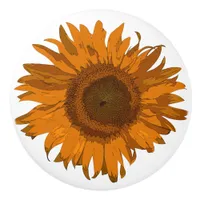 Orange Pop Art Sunflower Ceramic Knob