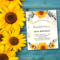 Budget birthday sunflower eucalyptus glitter