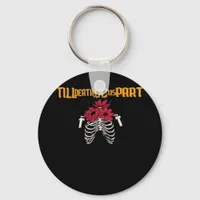 Till Death Do Us Part Skeleton With Red Flowers Cl Keychain