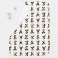 Cute Teddy Bear Pink Hair Bow on a Cloud Baby Blanket