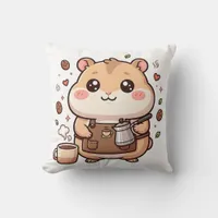 Hamster Barista Throw Pillow