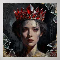 Queen With Broken Red Glass Crown Poster