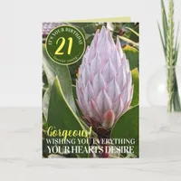 Pink Protea Flower Happy Birthday Card