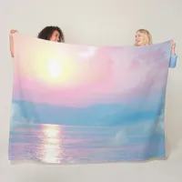 Magical landscape in pink sunset fleece blanket