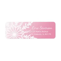 White Snowflake on Pink Return Address Label