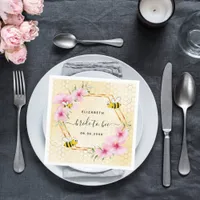 Bride to bee pink florals honeycomb bridal shower napkins