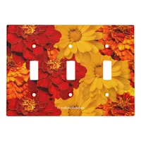 A Medley of Red Yellow and Orange Marigolds Light Switch Cover