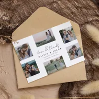 Handwritten Love & Thanks 6 Photo Wedding Thank You Card