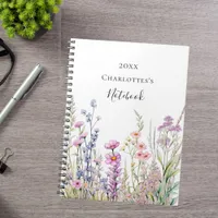 Wildflowers pink purple blue notebook