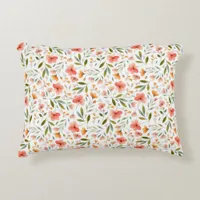 Cheerful Spring Peach Flowers Accent Pillow