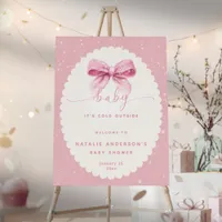 It's Cold Outside Pink Bow Baby Shower Welcome Foam Board