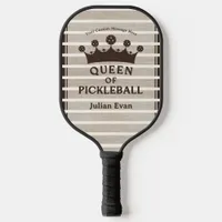 Retro County Club Wood Grain Stripe Queen of Pickleball Paddle