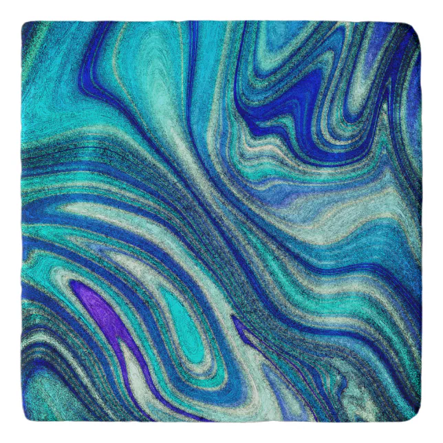 Elegant Aquamarine Paua Rainbow Shell Inspired Trivet