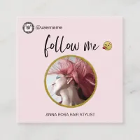 *~* INSTAGRAM - QR Pastel Social Media Icons   Square Business Card