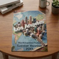Los Angeles California 3D Skyline Map Vacation Jigsaw Puzzle