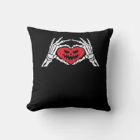 Skeleton Hands A Heart Spooky Halloween Throw Pillow