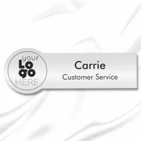 Custom Round Company Logo Metallic Silver Name Tag