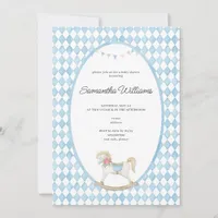 Derby Race Rocking Horse Watercolor Baby Shower Invitation