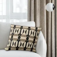 Ornamental Elegant Black & Beige Geometric Pattern Throw Pillow