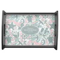 Nautical Beach Collage Sage ID840 Serving Tray