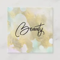~* BEAUTY Pastel Rainbow Gold Foil  Business Card