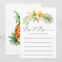 Tropical Miss to Mrs Bridal Shower Advice Card
