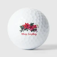 Poinsettias Merry Everything Christmas Holiday  Golf Balls