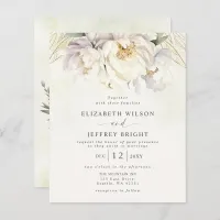 Budget Greenery White Floral Wedding Invitations