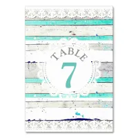 Rustic Wood & Lace Wedding Table Number Card