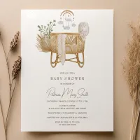 Elegant Rustic Boho Baby Cot Baby Shower Invitation