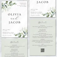 Eucalyptus Sage Green All in One Wedding Invitation