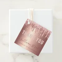 Rose Gold Glitter Drip Business Thank You Tag