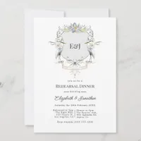 Elegant Monogram Lake Wedding Rehearsal Dinner Invitation