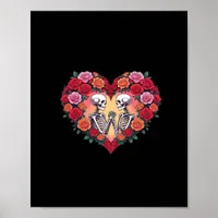 Skeleton Couple Holding Hands Inside A Heart Of Ro Poster