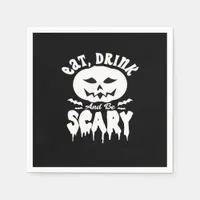 Eat Drink And Be Scary Halloween Retro Classic Napkins