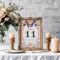 Mexican Fiesta Colorful Floral Modern Boda Wedding Table Number