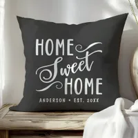 Personalized Gray Home Sweet Home Throw Pillow