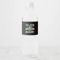 Tis Season Retro Womans Holiday Water Bottle Label