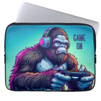 Game On | Bigfoot Playing Video Games Laptop Sleeve