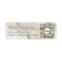 Business Logo Qr Code White Agate Return Address Label