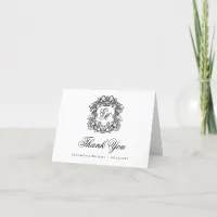 Elegant Vintage Monogram Wedding Crest  Thank You Card