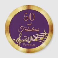 50  fabulous purple gold music notes magnet