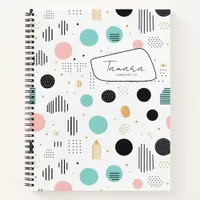 Retro Geometric Abstract Pat#1 Teal Pink ID1067 Notebook