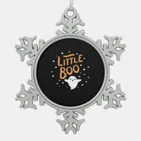 Little Boo Happy Halloween Vintage Classic Snowflake Pewter Christmas Ornament