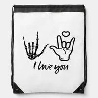 Hands Forming Skeleton Heart Hands Minimal Touch Drawstring Bag