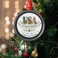 250 Years of Freedom Botanical USA Silver  Metal Ornament