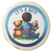 Football Baby Boy and Teddy Baby Shower It's a Boy Sugar Cookie