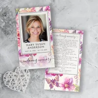 Floral Photo Funeral Memorial Prayer Card