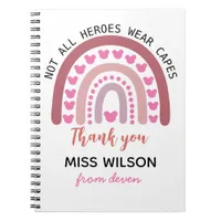 Modern watercolor rainbow teacher thank you  notebook